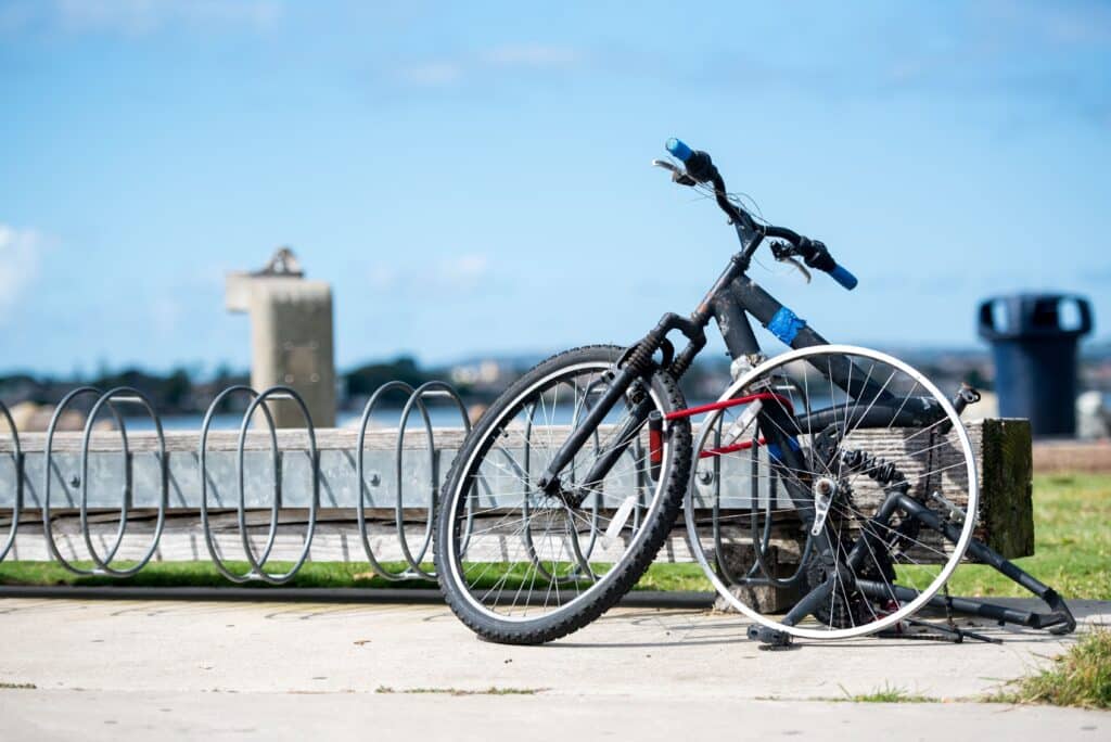 bicycle parked in a special parking lot
