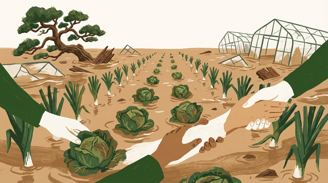 Terres agricoles inondées et serres dévastées après la tempête Nils en Gironde